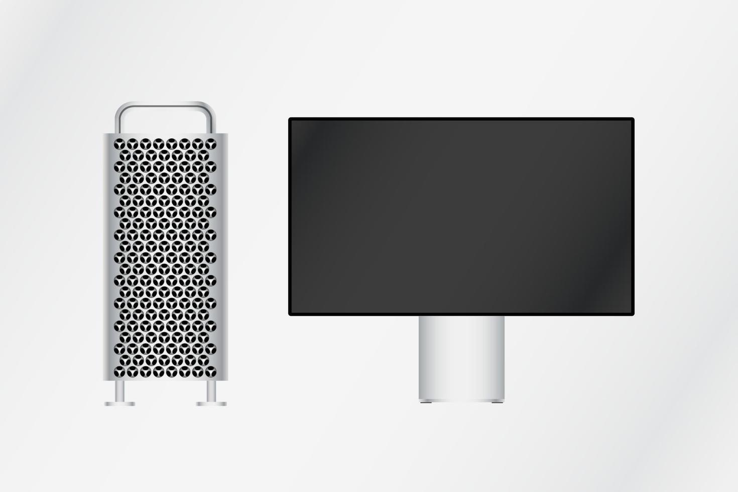 Modern computer with display on gray background. vector