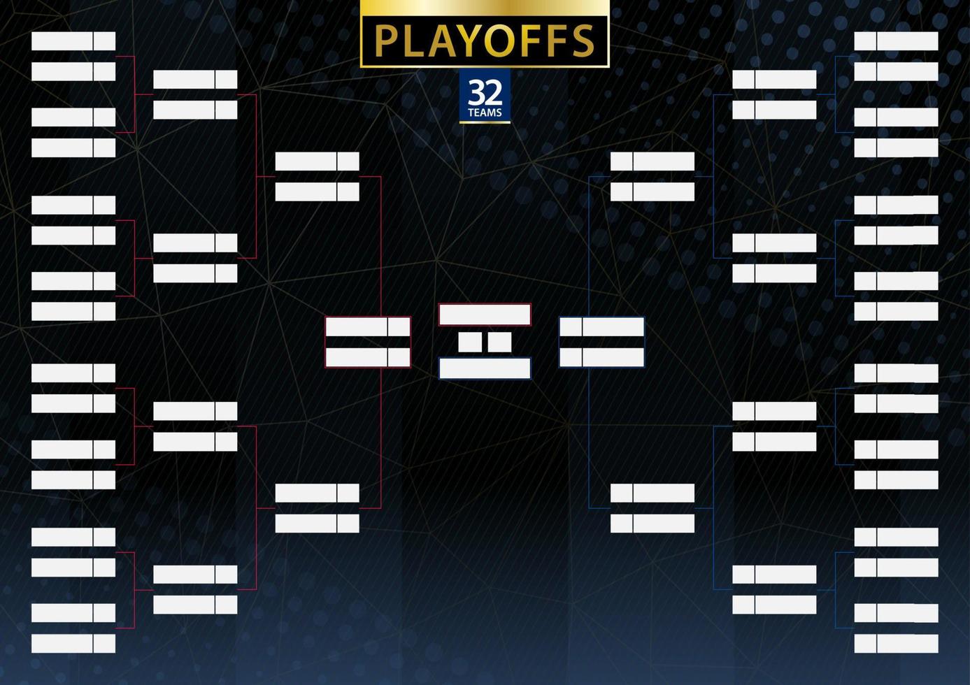 Two conference tournament bracket for 32 team or player on dark background. vector