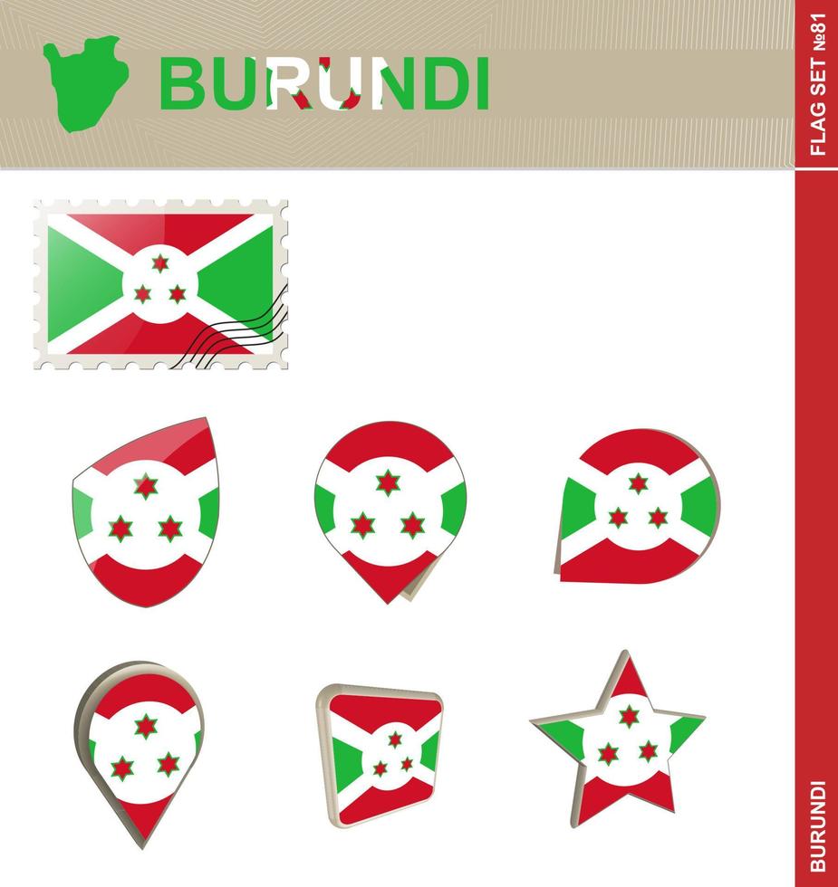 conjunto de banderas de burundi, conjunto de banderas vector