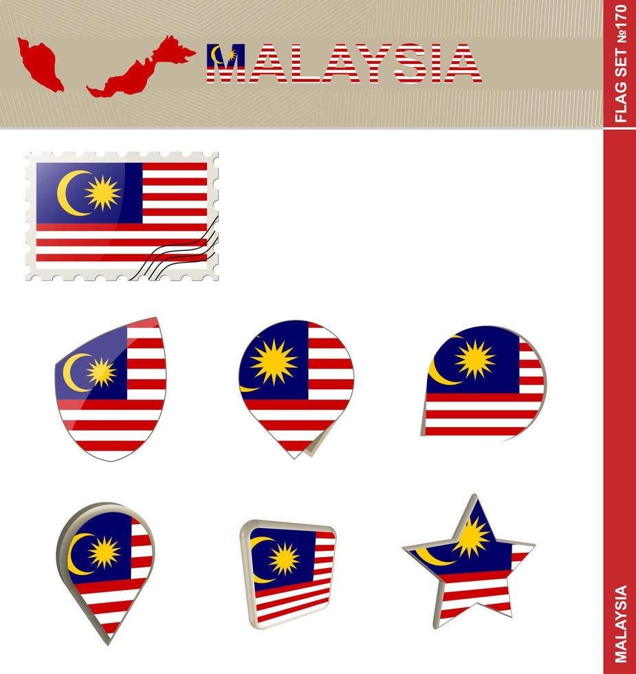 conjunto de banderas de malasia, conjunto de banderas vector