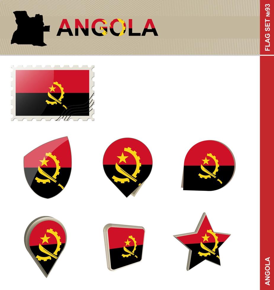 conjunto de banderas de angola, conjunto de banderas vector