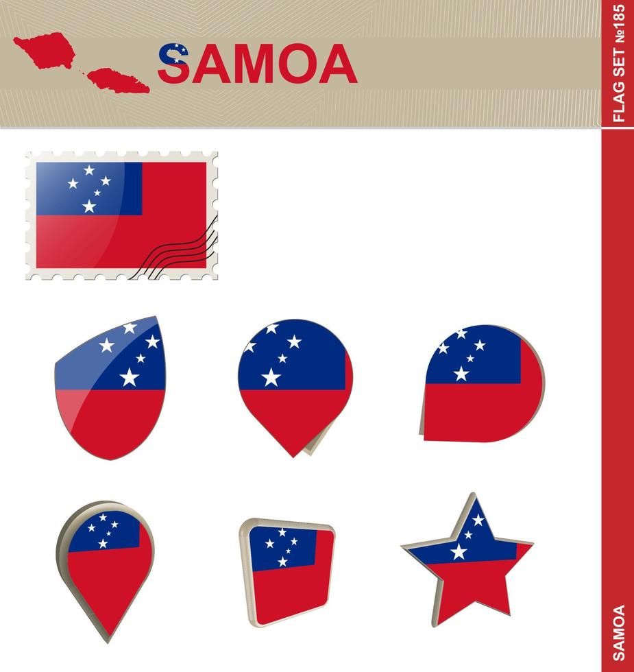 conjunto de banderas de samoa, conjunto de banderas vector