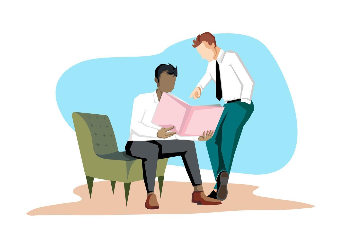 businessman negotiate work assignment ,Cartoon Vector flat design