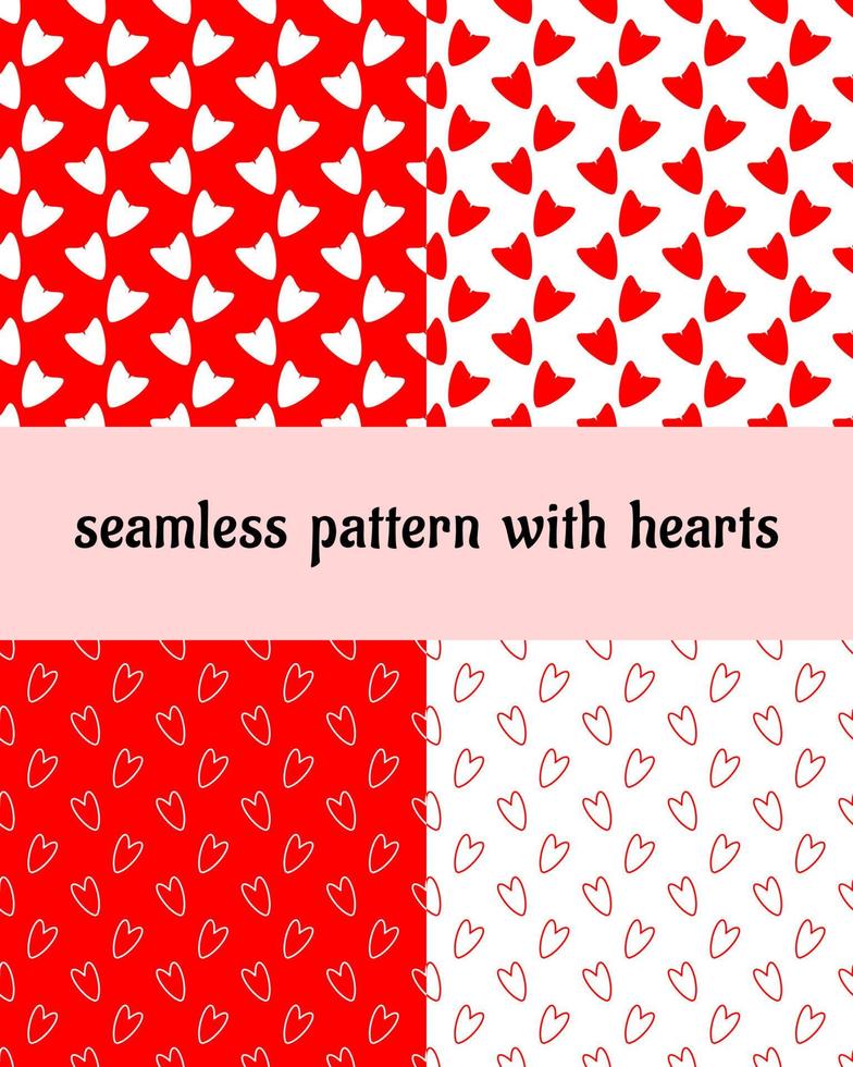 set seamless pattern with hearts vector