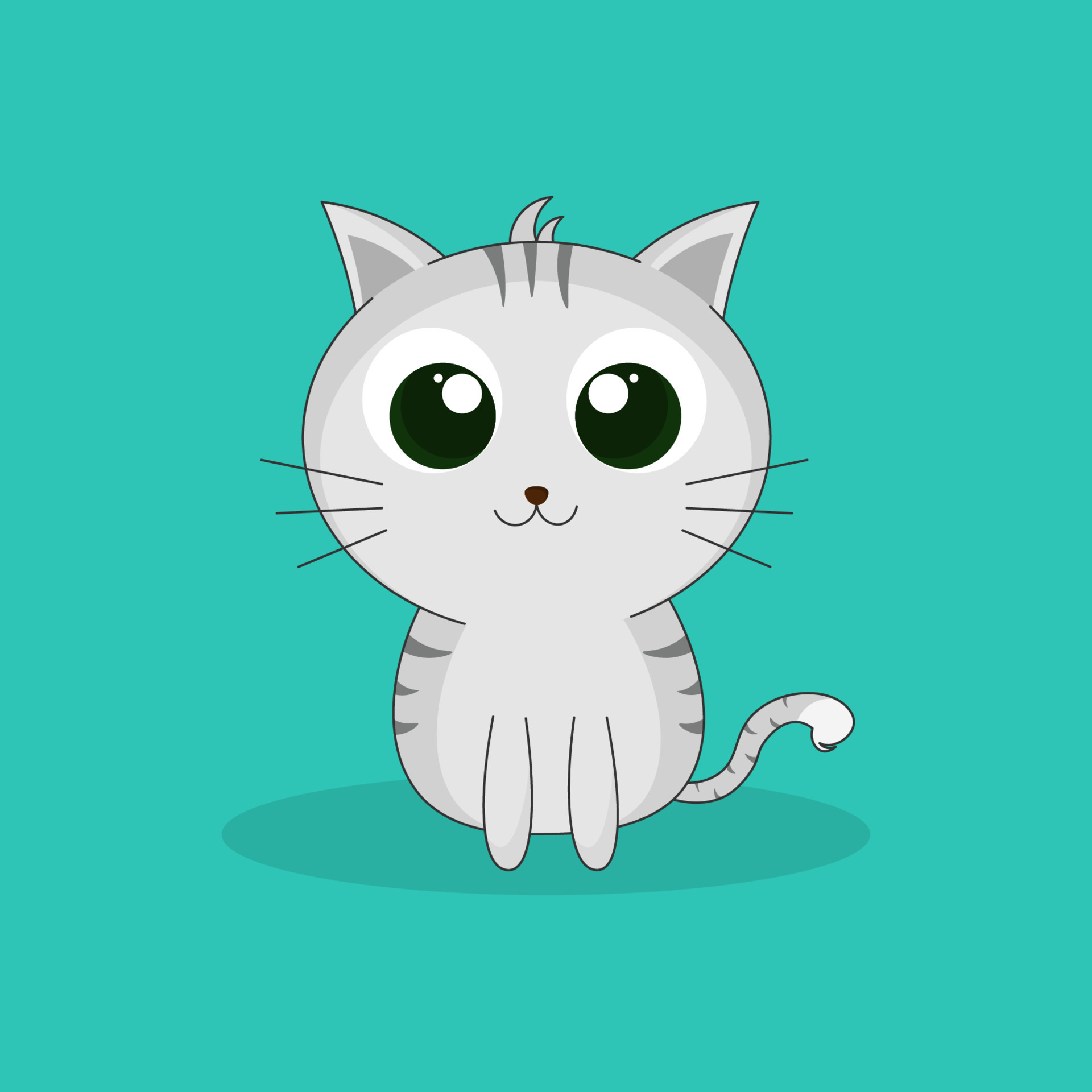 cute little cat with big eyes sitting on green background 8804958 ...