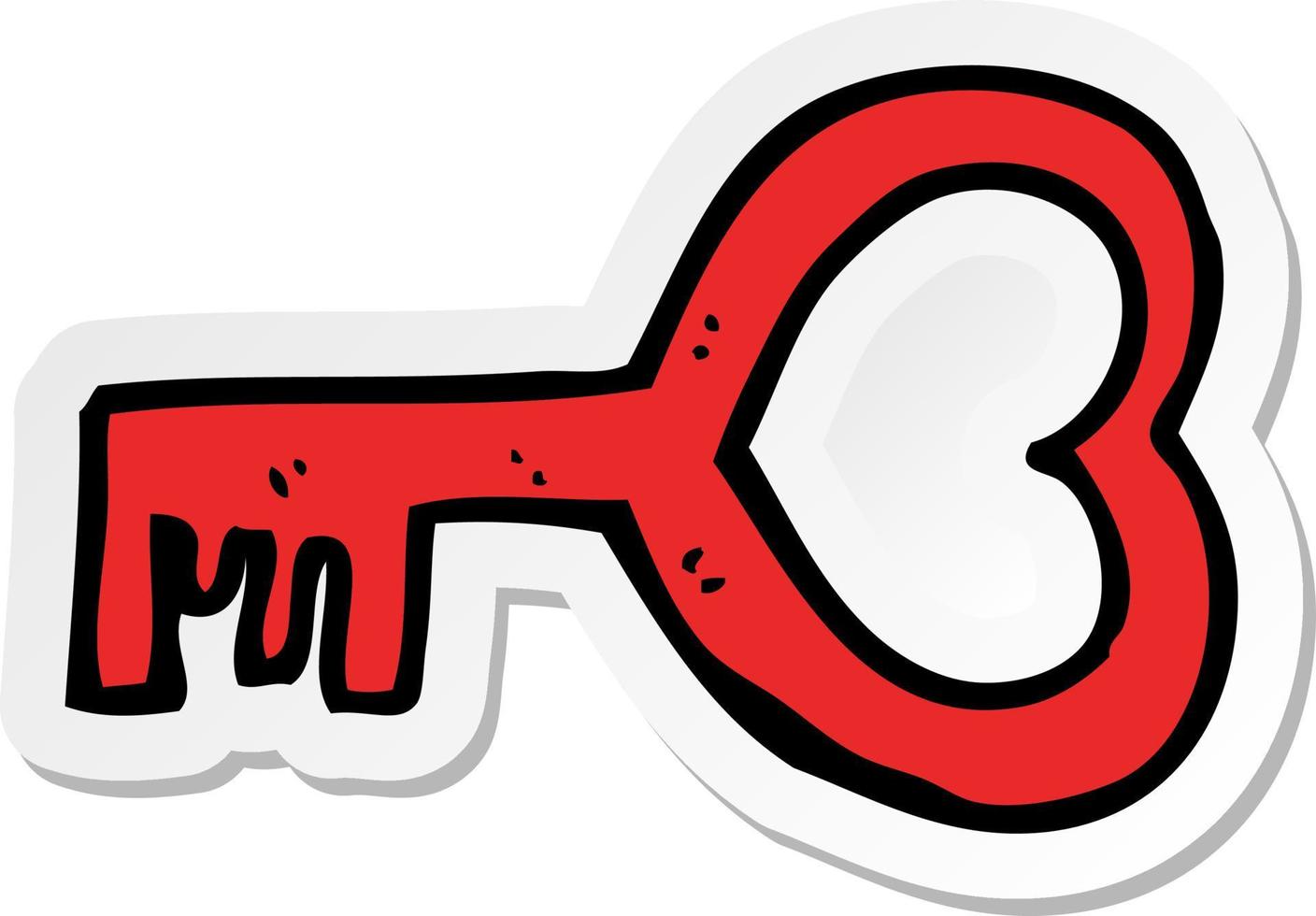 sticker of a cartoon heart shaped key vector