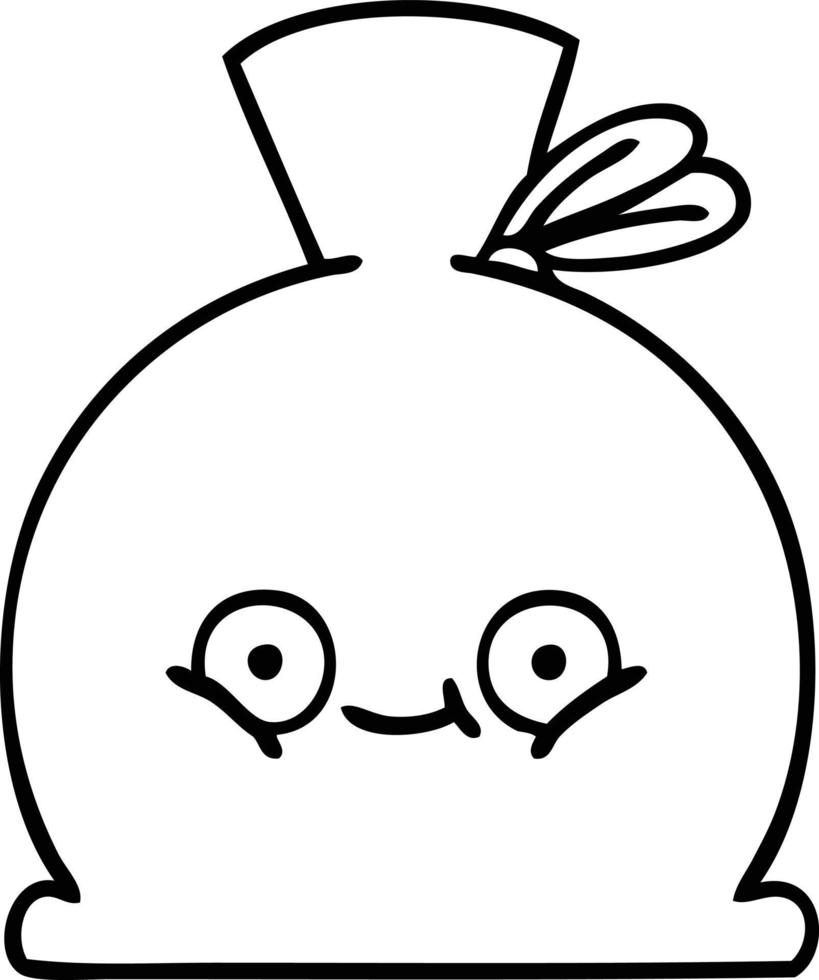line drawing cartoon sack vector