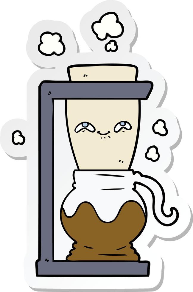 sticker of a happy cartoon coffee pot vector