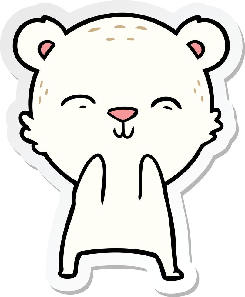sticker of a happy cartoon polar bear vector