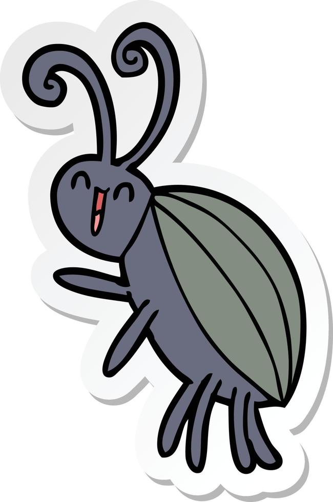 sticker of a cartoon happy beetle vector