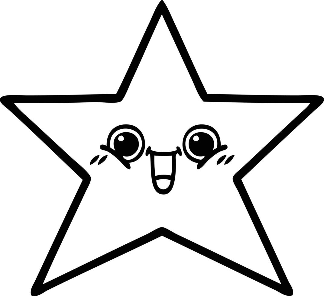 line drawing cartoon gold star vector