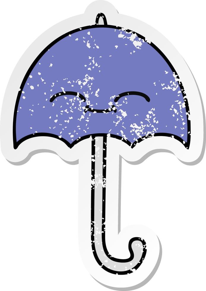 distressed sticker of a cute cartoon umbrella vector