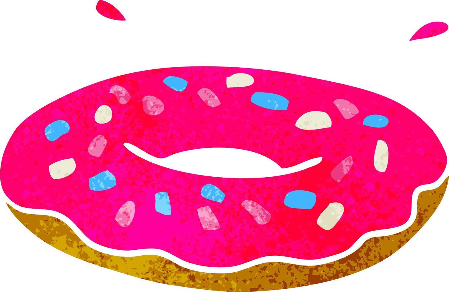 retro cartoon doodle of an iced ring donut vector