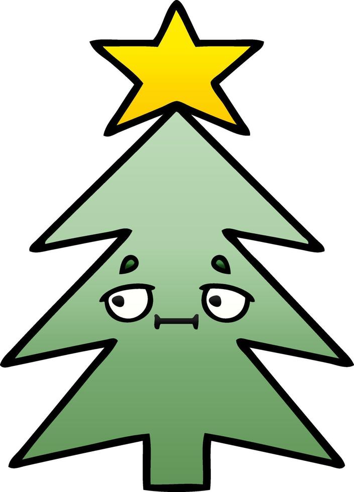 árbol de navidad de dibujos animados sombreado degradado vector