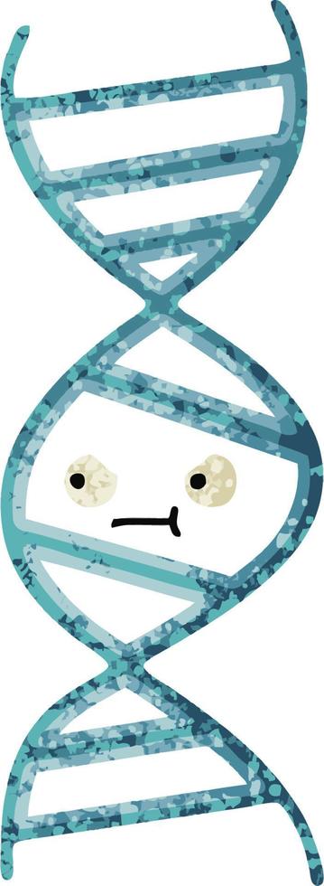 retro illustration style cartoon DNA strand vector