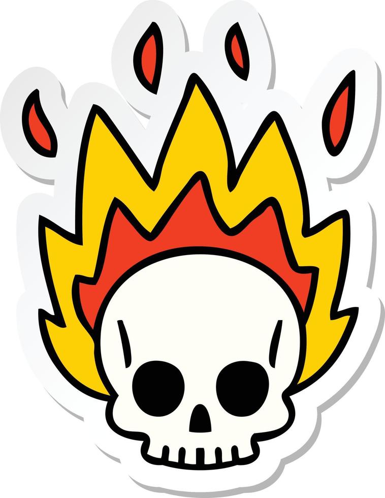 sticker of a quirky hand drawn cartoon skull vector