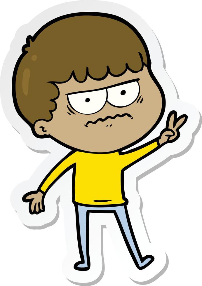 sticker of a cartoon annoyed man vector