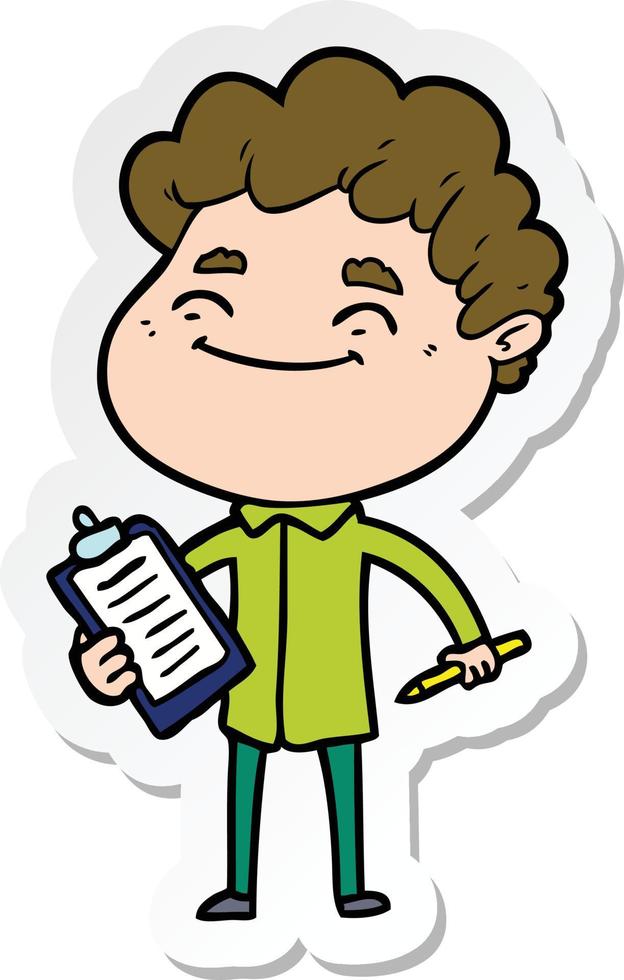 sticker of a cartoon friendly man vector