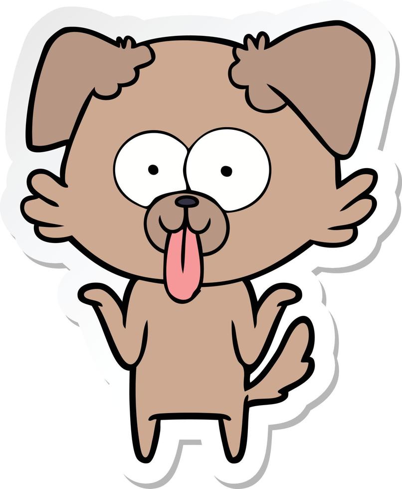 sticker of a cartoon dog with tongue sticking out vector
