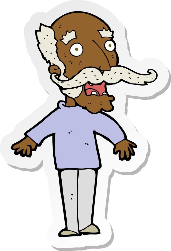 sticker of a cartoon old man gasping in surprise vector