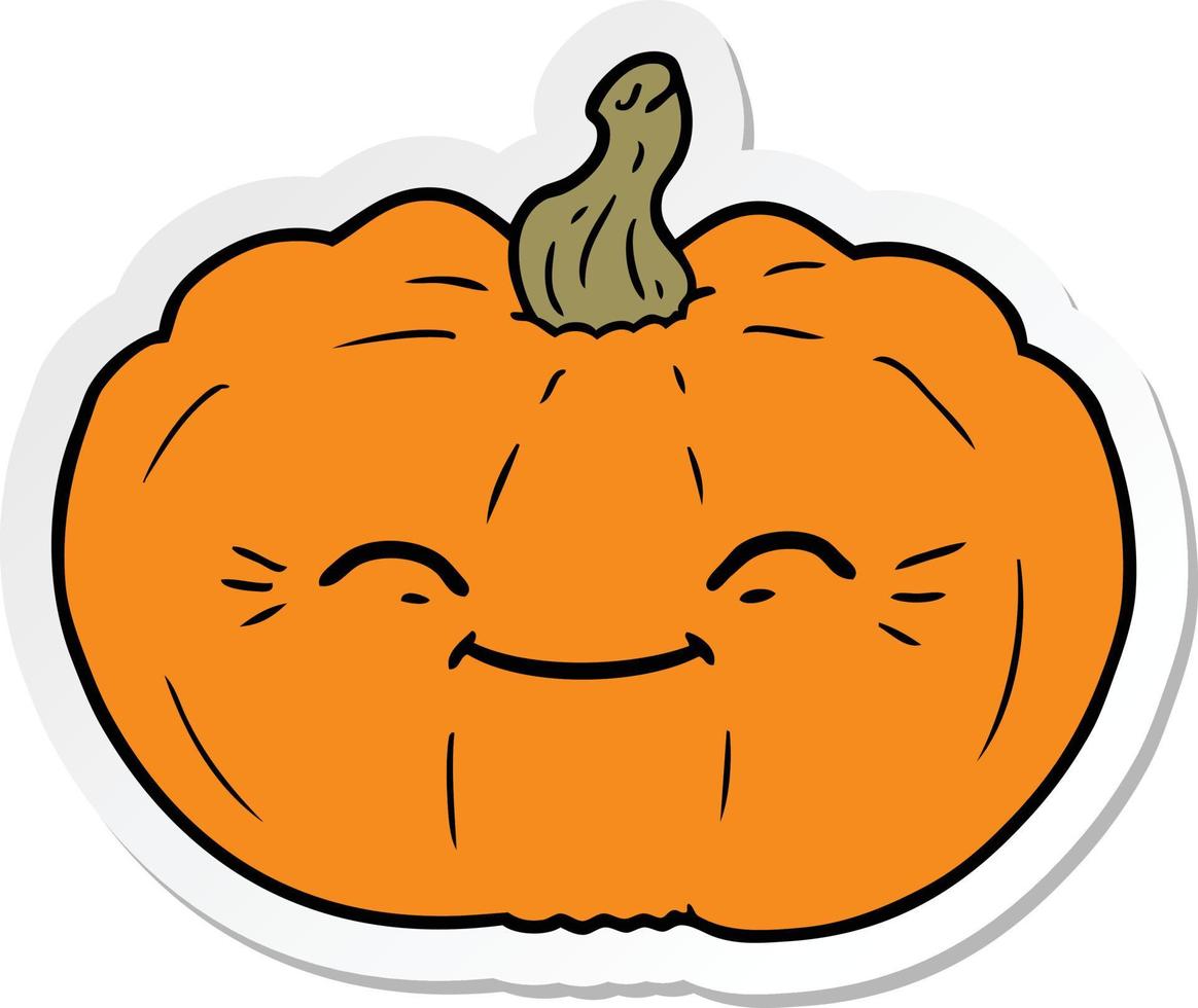 sticker of a cartoon pumpkin vector