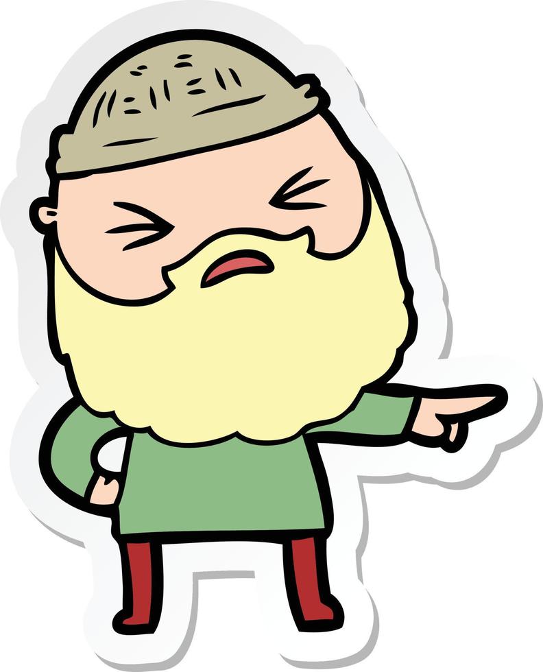 sticker of a cartoon man with beard vector