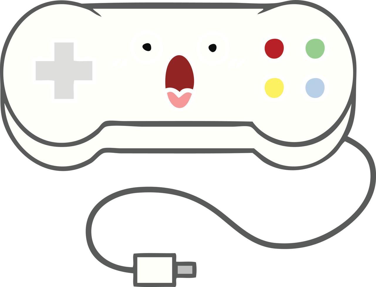 controlador de juego de dibujos animados retro de color plano vector