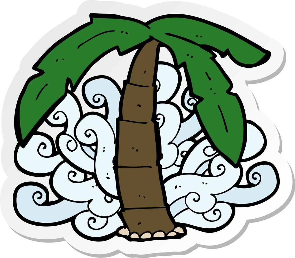 sticker of a cartoon palm tree symbol vector