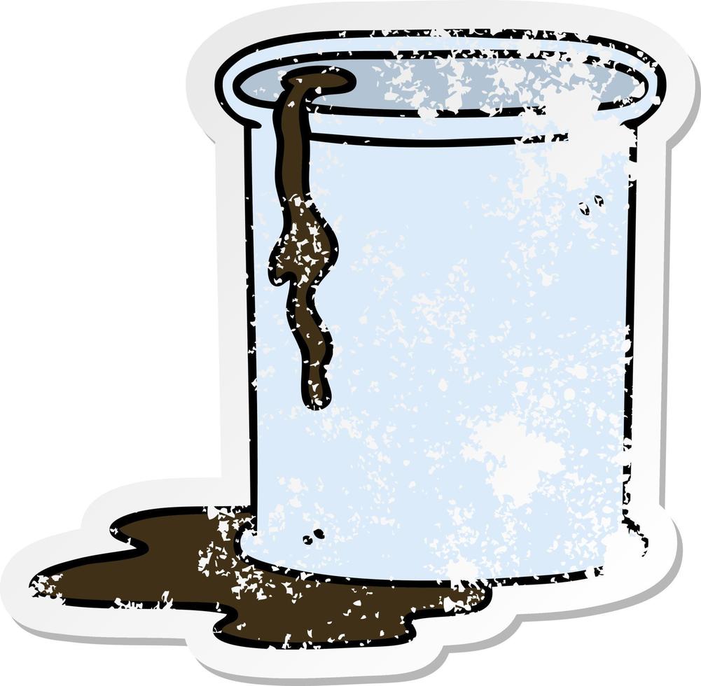 distressed sticker of a quirky hand drawn cartoon barrel of oil vector