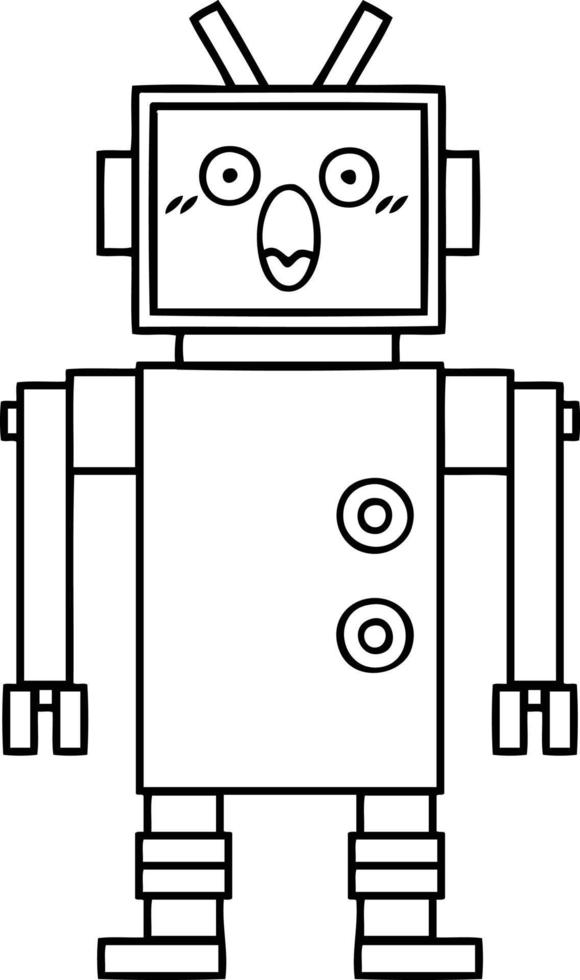 line drawing cartoon robot vector