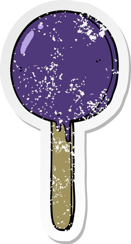 distressed sticker of a cartoon lollipop vector