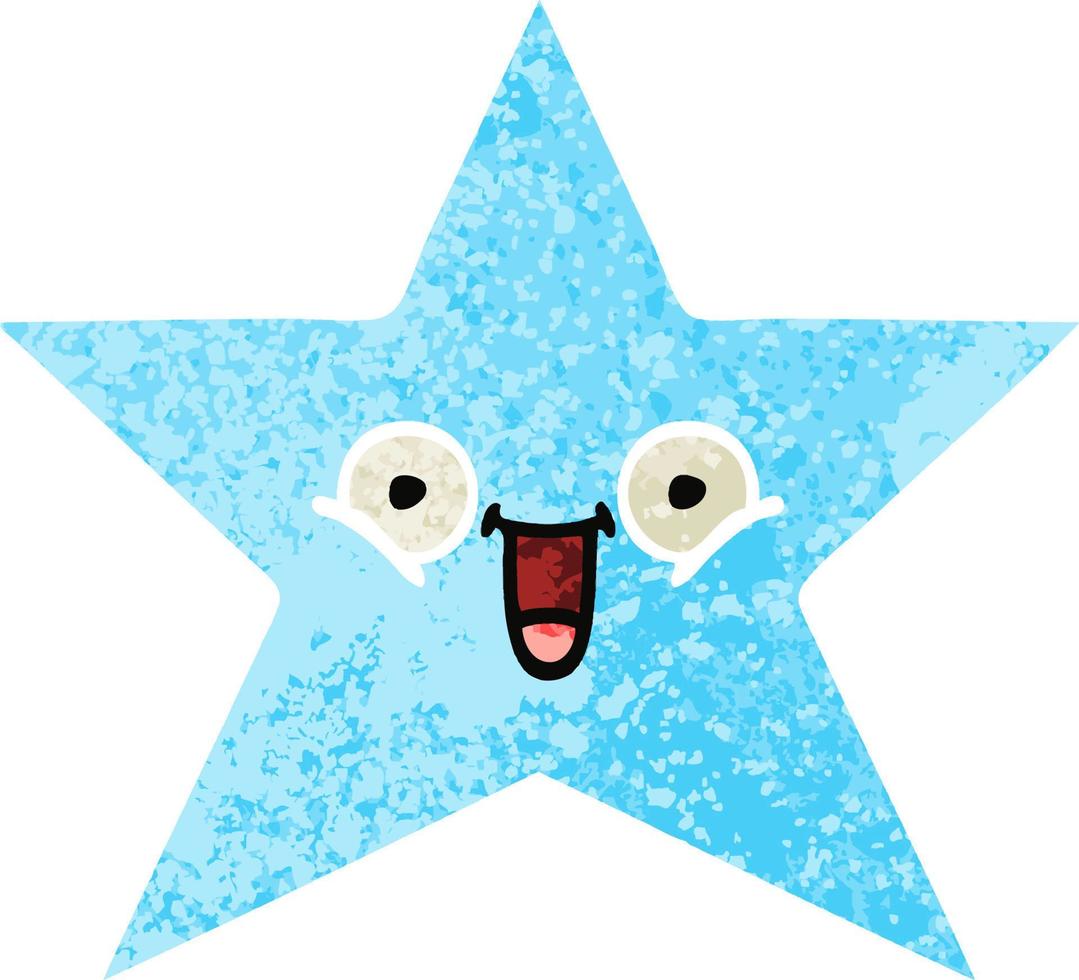 retro illustration style cartoon star fish vector