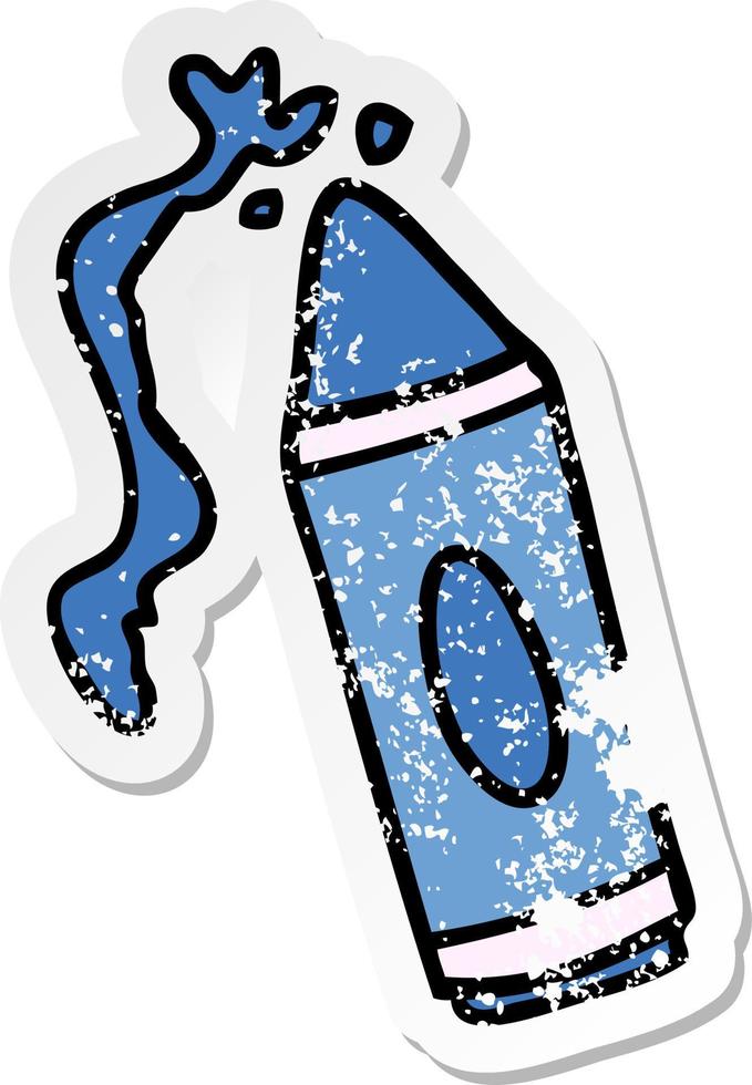 distressed sticker cartoon doodle of a pink crayon vector