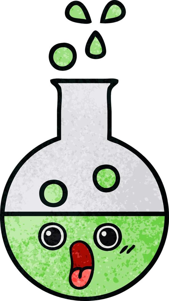 retro grunge texture cartoon test tube vector