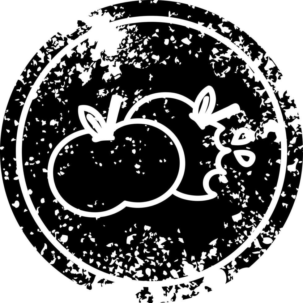 bitten apples distressed icon vector
