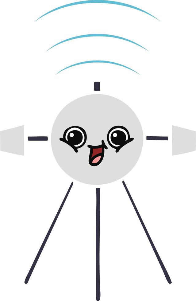 flat color retro cartoon satellite vector