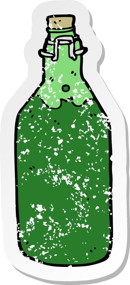 retro distressed sticker of a cartoon bottle vector