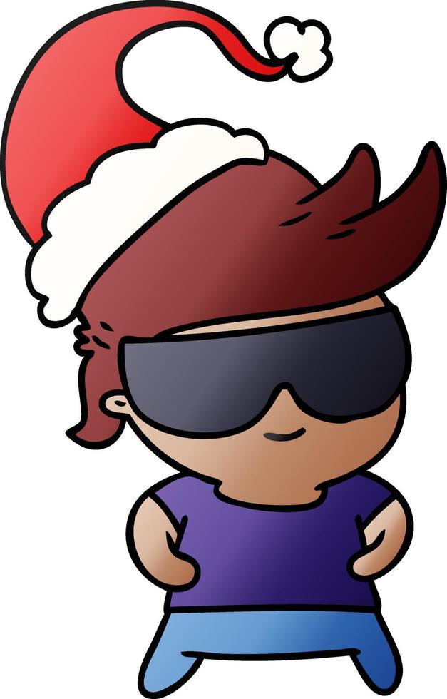 christmas gradient cartoon of kawaii boy vector