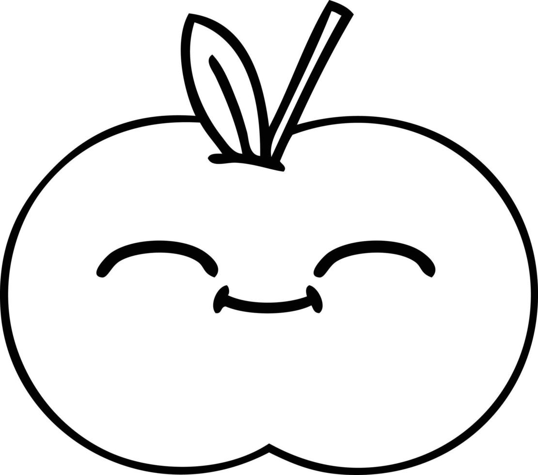 line drawing cartoon red apple vector