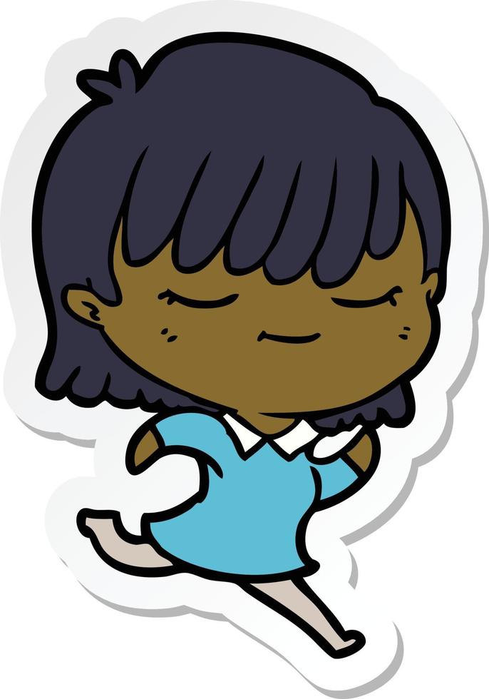 sticker of a cartoon woman vector