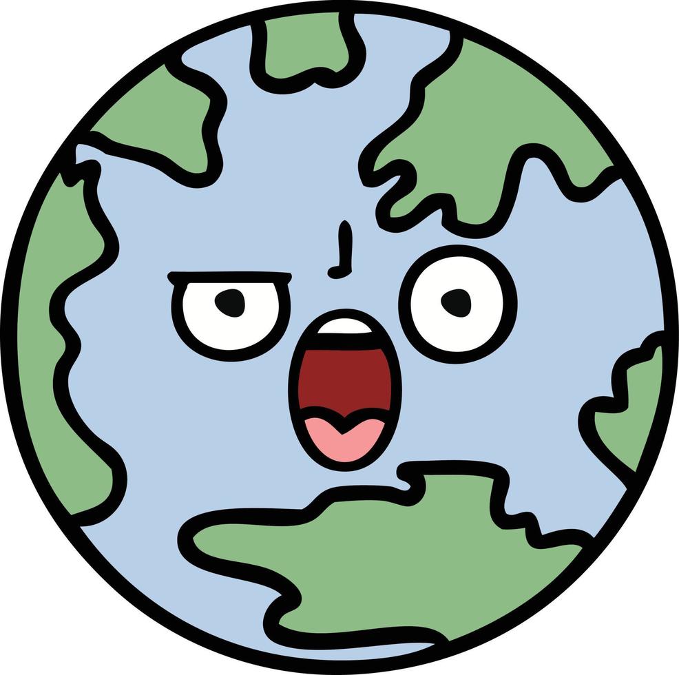 cute cartoon planet earth vector