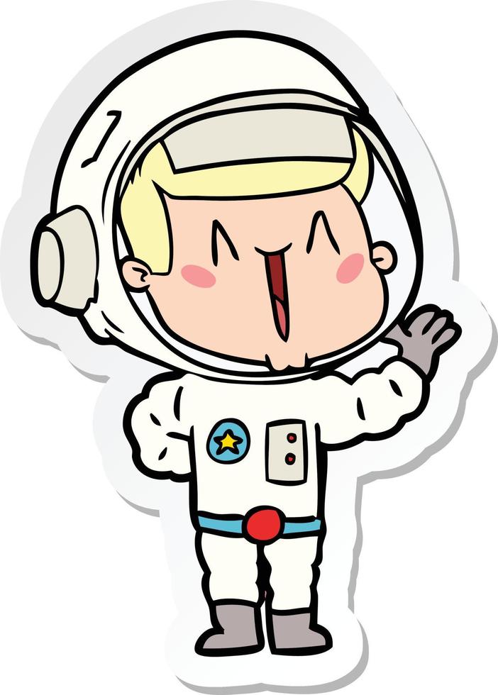 sticker of a singing cartoon astronaut vector