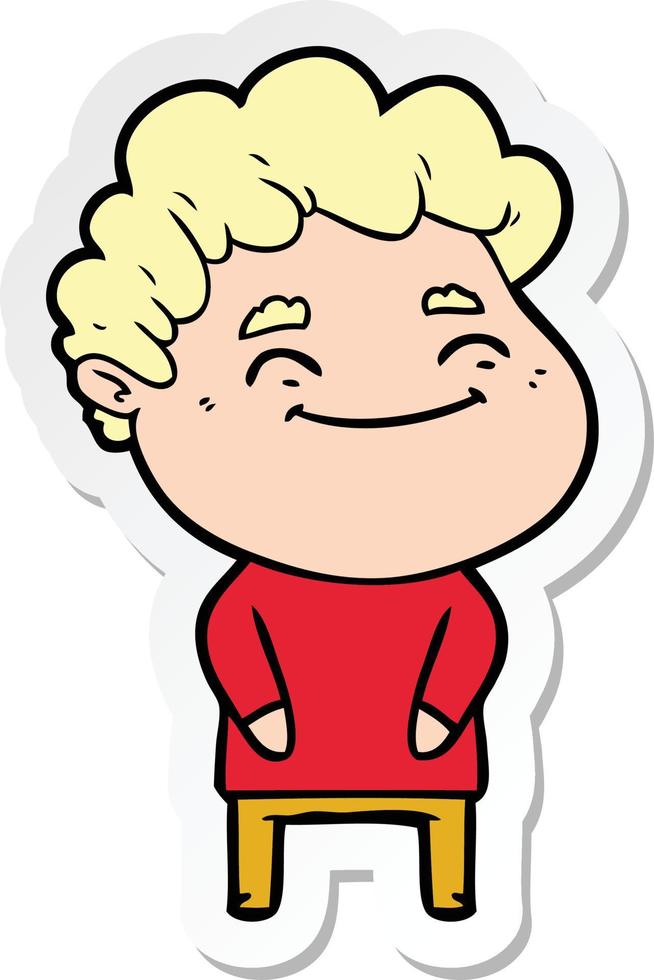 sticker of a cartoon friendly man vector