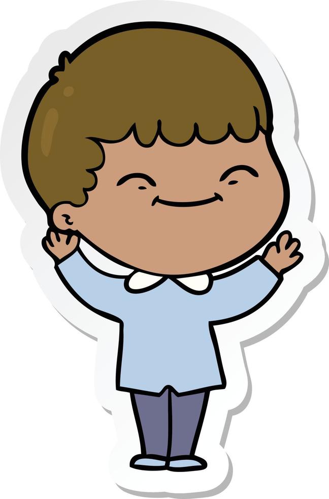 sticker of a cartoon happy boy vector