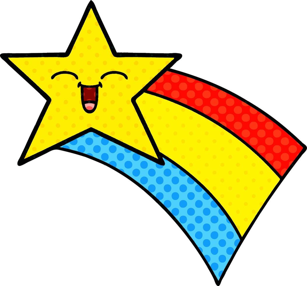 comic book style cartoon shooting rainbow star vector