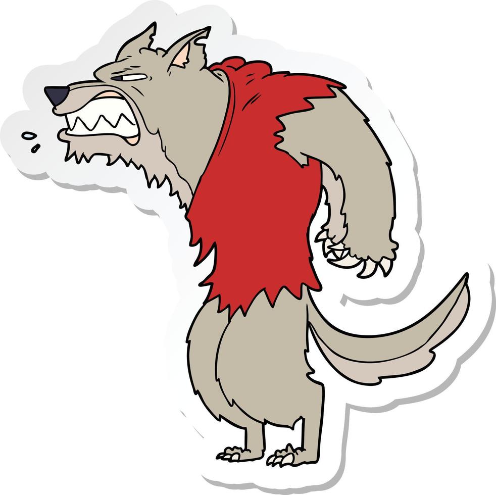 pegatina de una caricatura de hombre lobo enojado vector