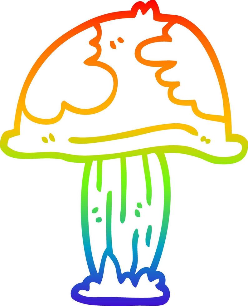 rainbow gradient line drawing cartoon poisonous toadstool vector