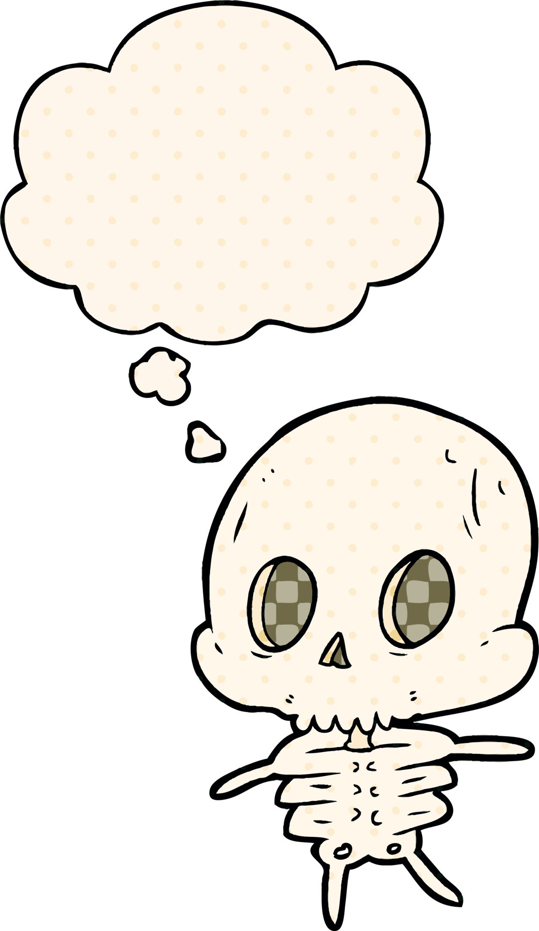 cartoon skeleton and thought bubble in comic book style 8805867 Vector