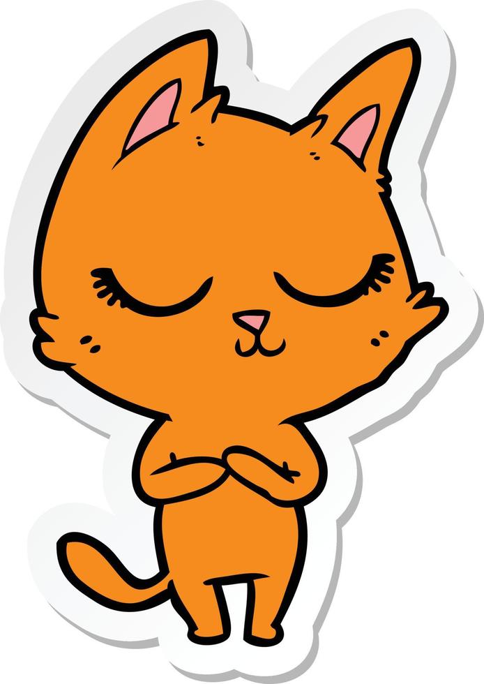 sticker of a calm cartoon cat vector