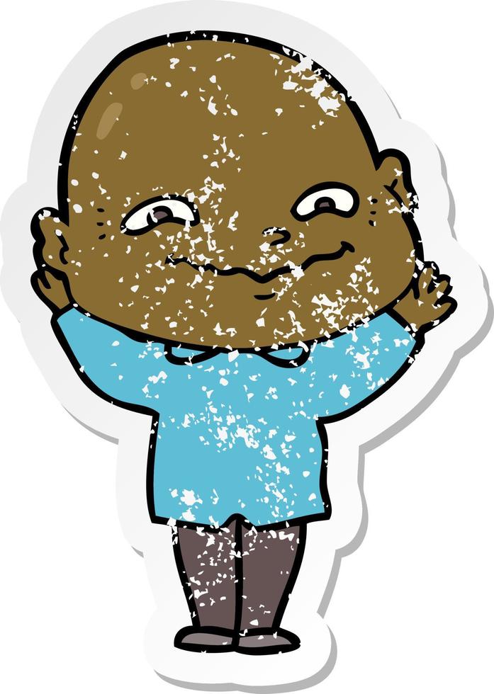 distressed sticker of a cartoon creepy guy vector